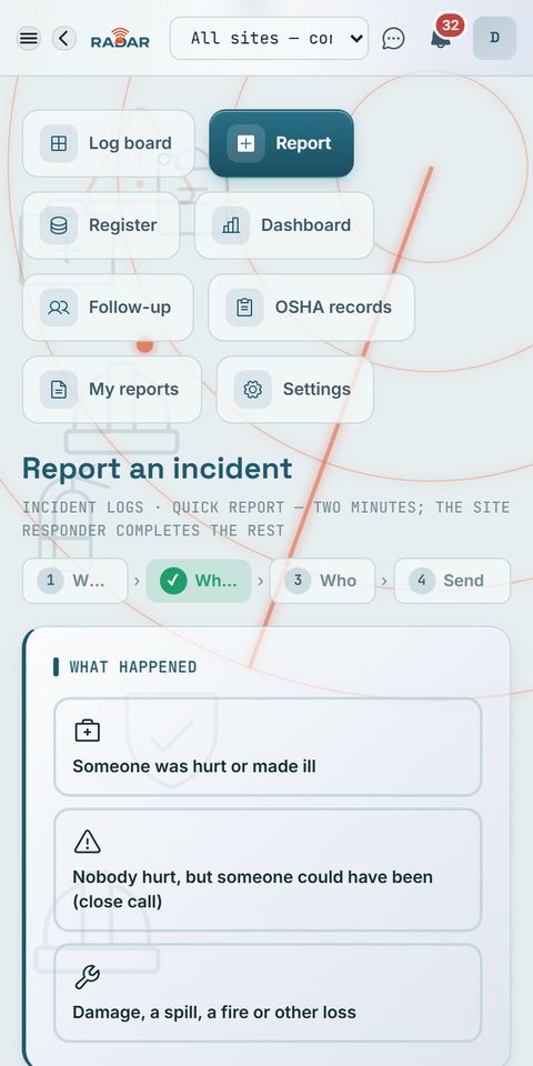 Quick incident report on a phone